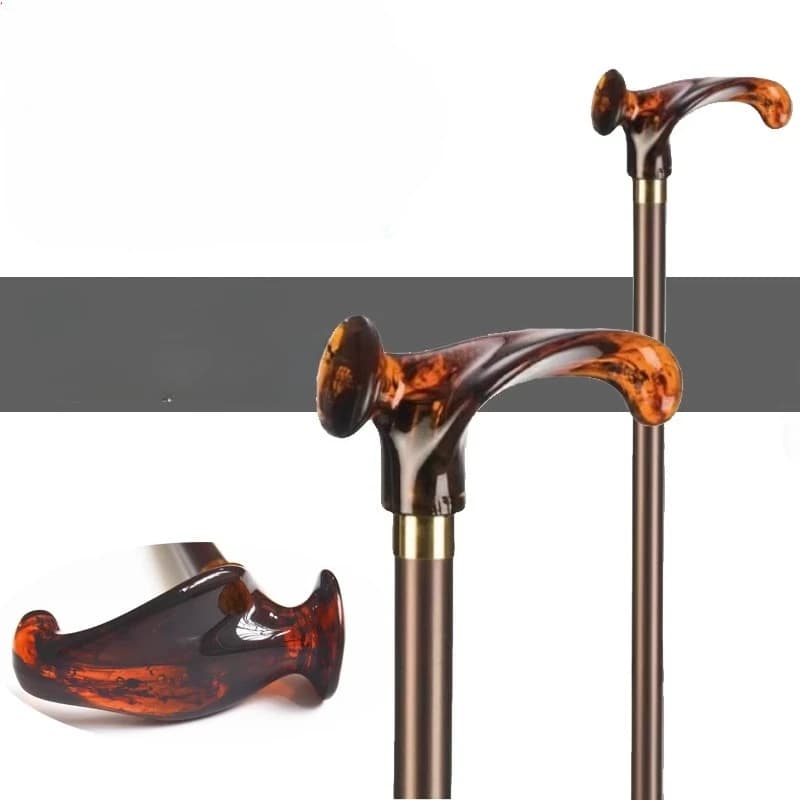 Fashionable walking stick with amber handle luxury imitation for festive man Vintage fashionable hiking stick