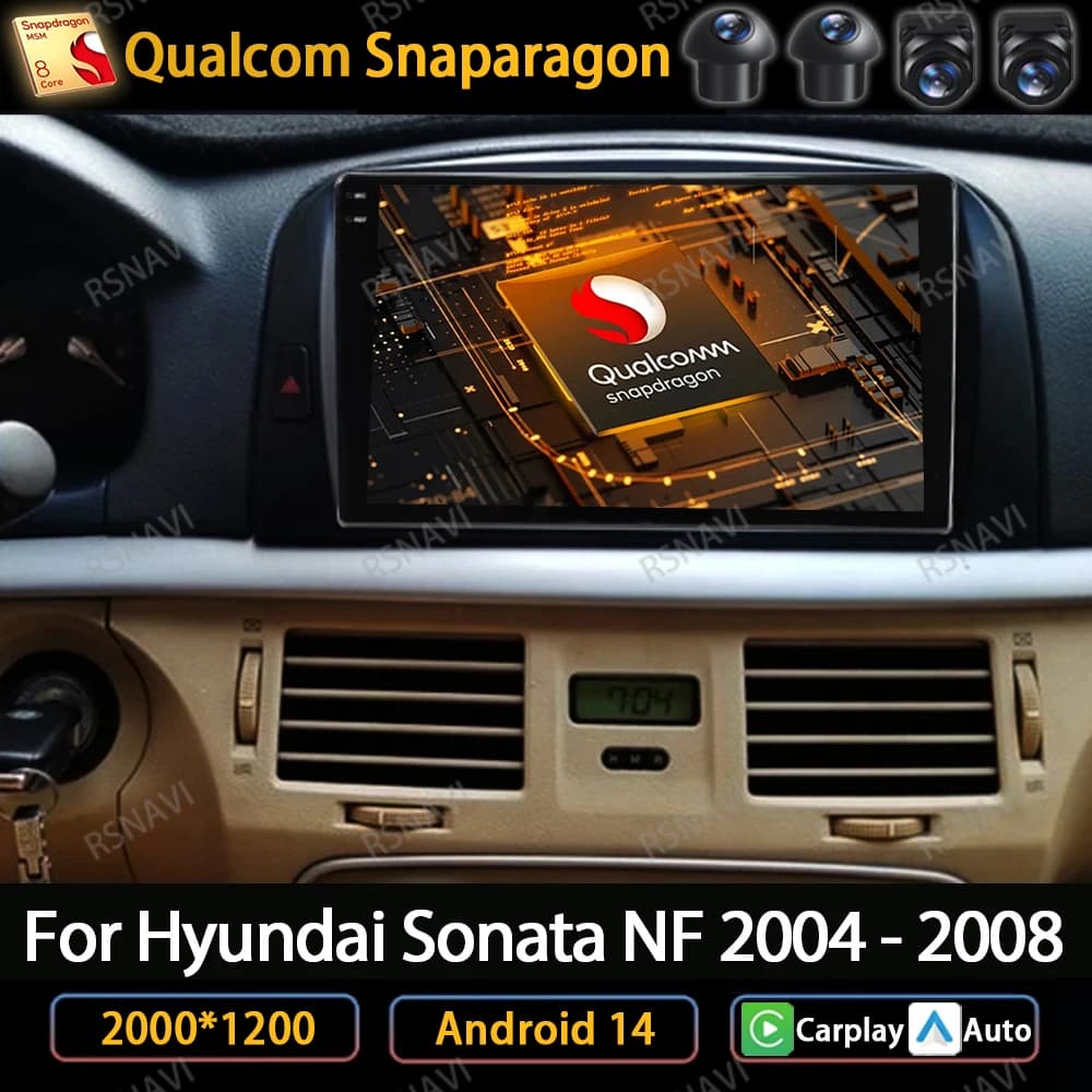 Android 14 For Hyundai SONATA NF 2004 2005 2006 2007 2008 Carplay Auto Car Radio Multimedia Video Player GPS Navigation BT QLED