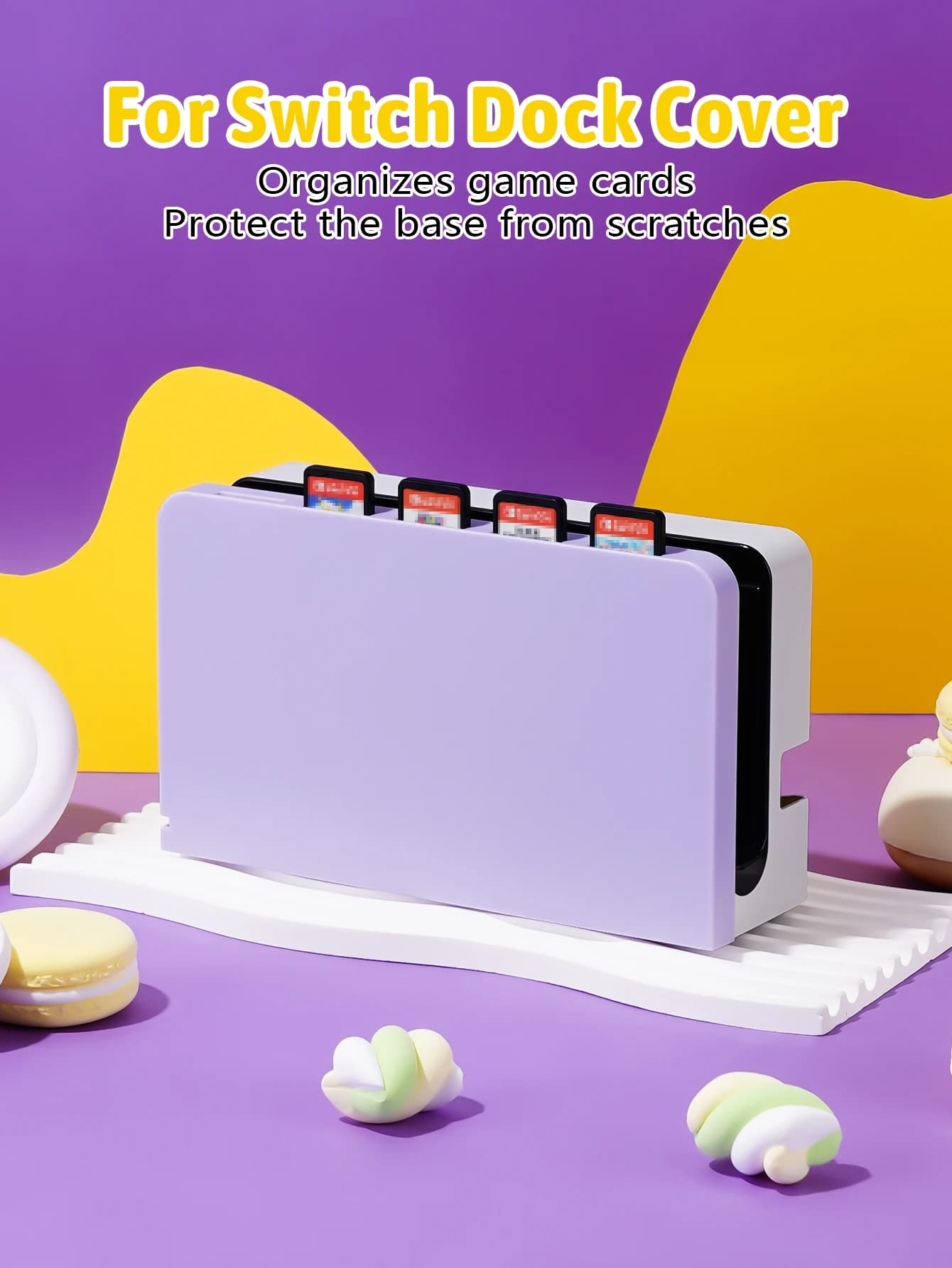 1 pezzo di copertura dock per Switch OLED/NS, custodia per carte da gioco Switch, contiene 5 carte da gioco, protegge la base dai graffi e dalla polvere