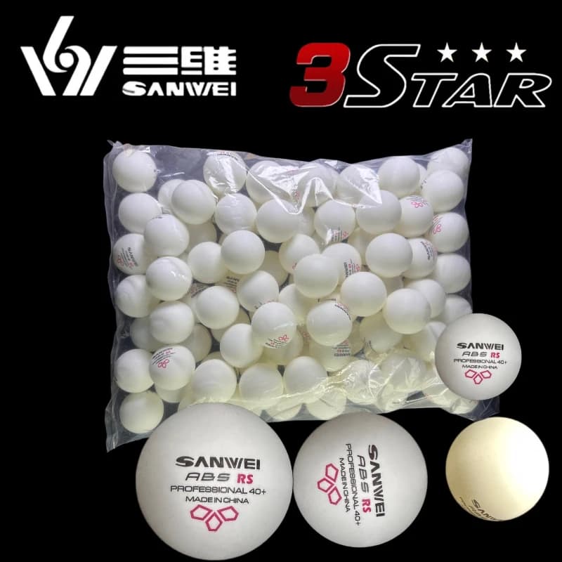 SANWEI RS Palline da ping pong cucite a 3 stelle Palline da ping pong 40+ Materiale ABS, elevata elasticità e durevole per l'allenamento