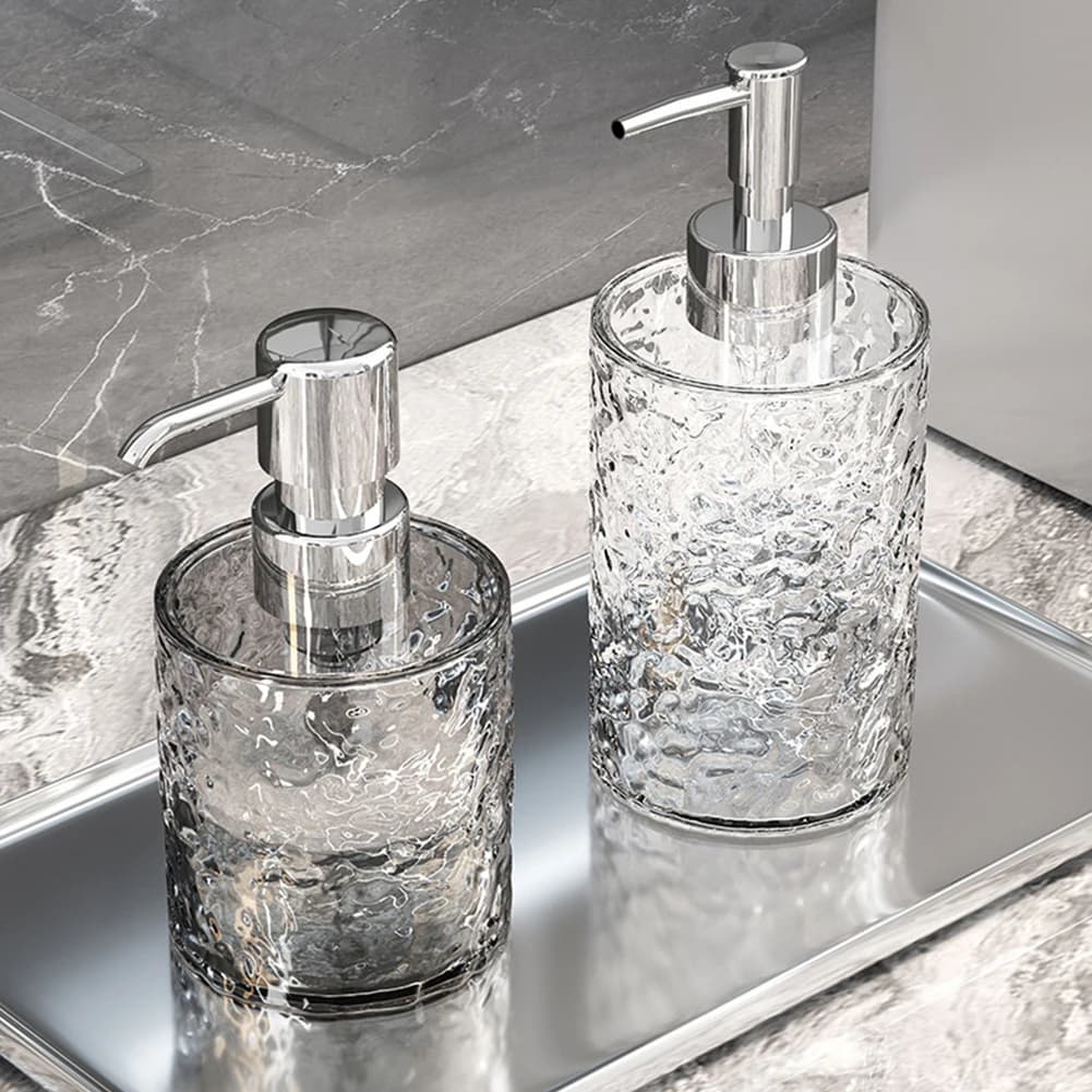 Dispenser di Sapone per Bagno Antiscivolo, Bottiglia Ricaricabile per Shampoo, Erogatore di Schiuma per Shampoo da Appoggio in Bagno