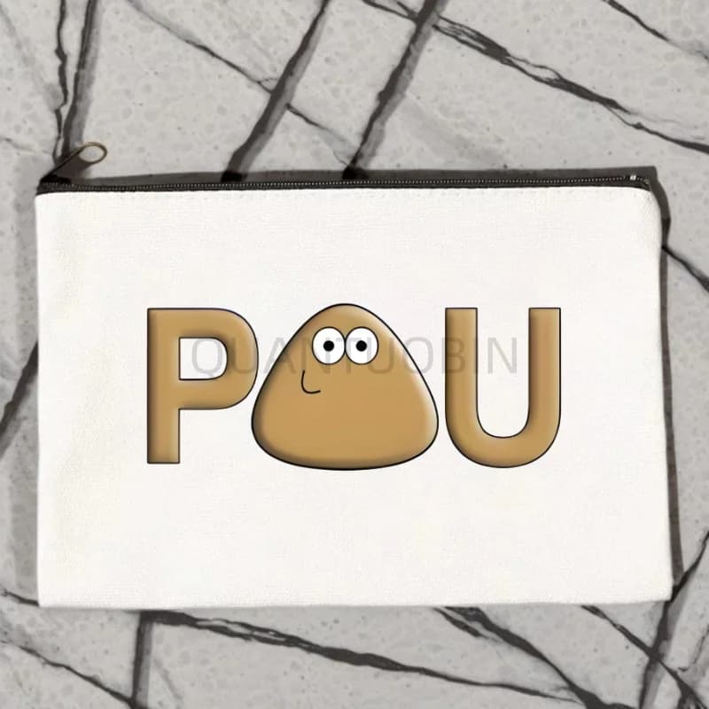 Borsa per il Trucco con Stampa 'My Pet Alien Pou', Organizer da Viaggio per Articoli da Toeletta, Astuccio in Tela con Cerniera per Cosmetici, Ottimo Regalo