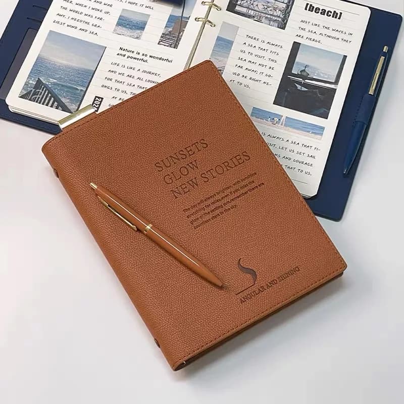 A5 binder Leather Notebook Business Office surface Handboek Work notepad Journal Agenda meeting multifunction Diary Stationery