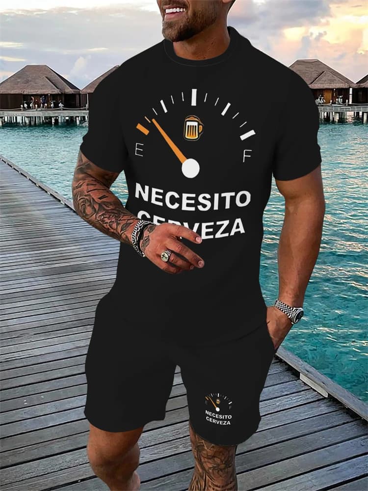 Men's Sports Complete 2026 Retro: T-shirts and shorts with 3D Ethnic Print, Casual, Crew neck, Short sleeves, Shorts with Coulisse, Ideal for Beach and Sport