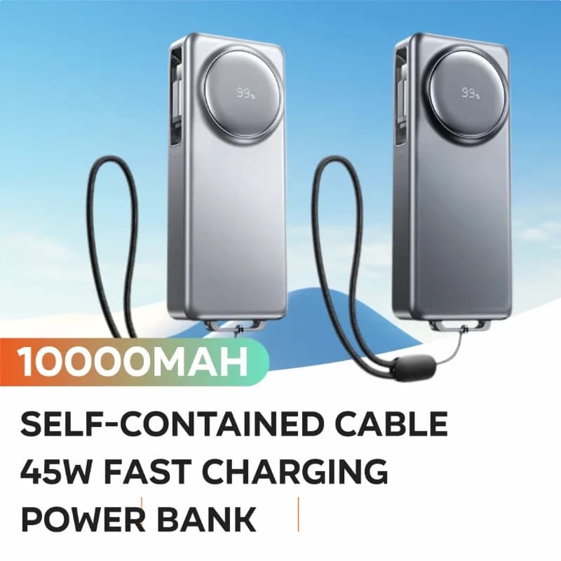 Cavo telescopico Power Bank 10000mAh Cavo autonomo 45W Power Bank a ricarica rapida Alimentatore mobile con display digitale