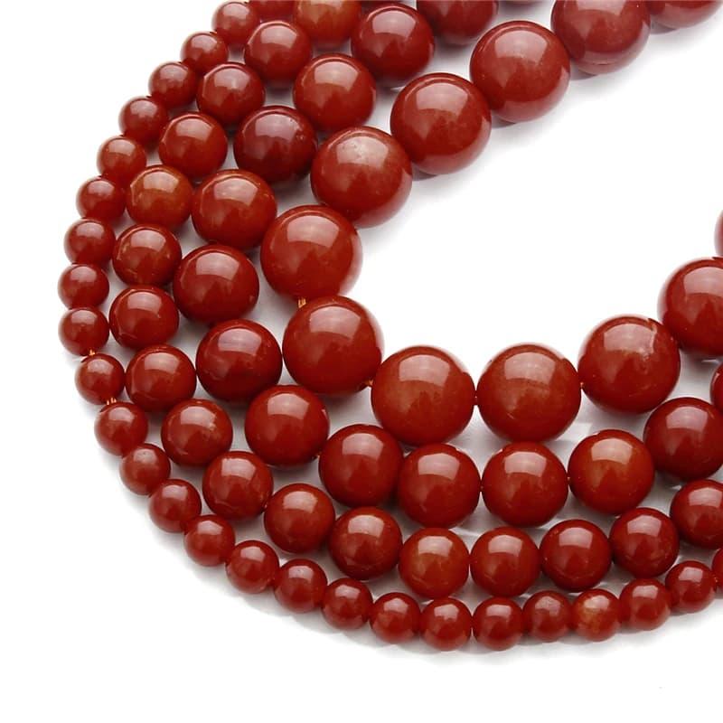 1 filo di perle rotonde in agata corniola rossa naturale, perline distanziatrici sfuse per la creazione di gioielli fai da te, bracciali, collane, orecchini