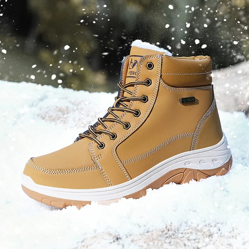 Men's High Top Boots High Quality Leather Casual Boots Outdoor Non Slip Hiking Boots Lace Up Platform Boot Men High Top Sneakers