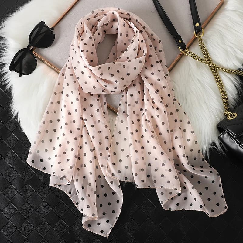 Sciarpa Hijab in Chiffon Stampato a Pois Moda 2023, Pareo da Donna, Bandane, Asciugamani da Spiaggia, Velo Musulmano Estivo, Foulard Femminile