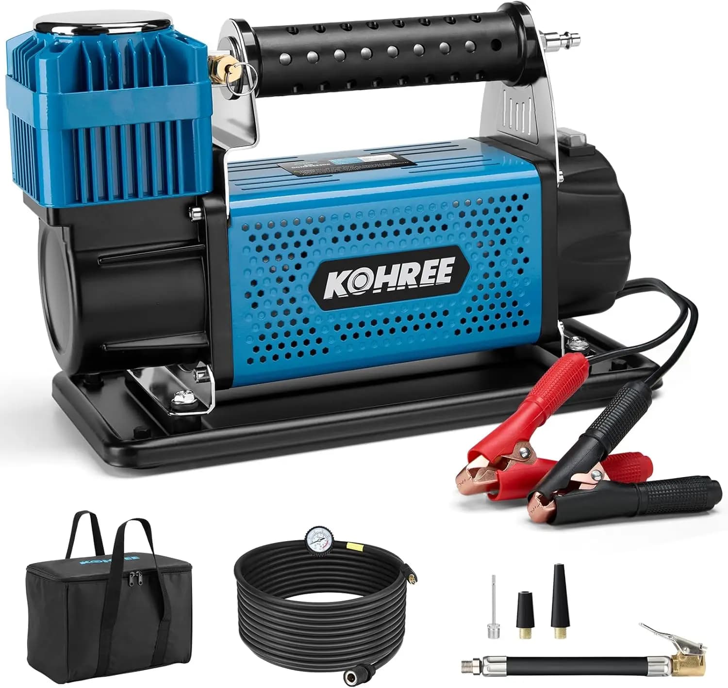 Compressore d'aria 12V, Gonfiatore Rapido per Pneumatici 7.06 CFM, Pompa Resistente Max 150 PSI per Camion, Camper