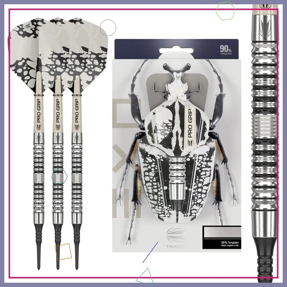Set di freccette con punta morbida in tungsteno al 90% da 18g – Punta Pixel, Aste Pro Grip, Alette n. 6