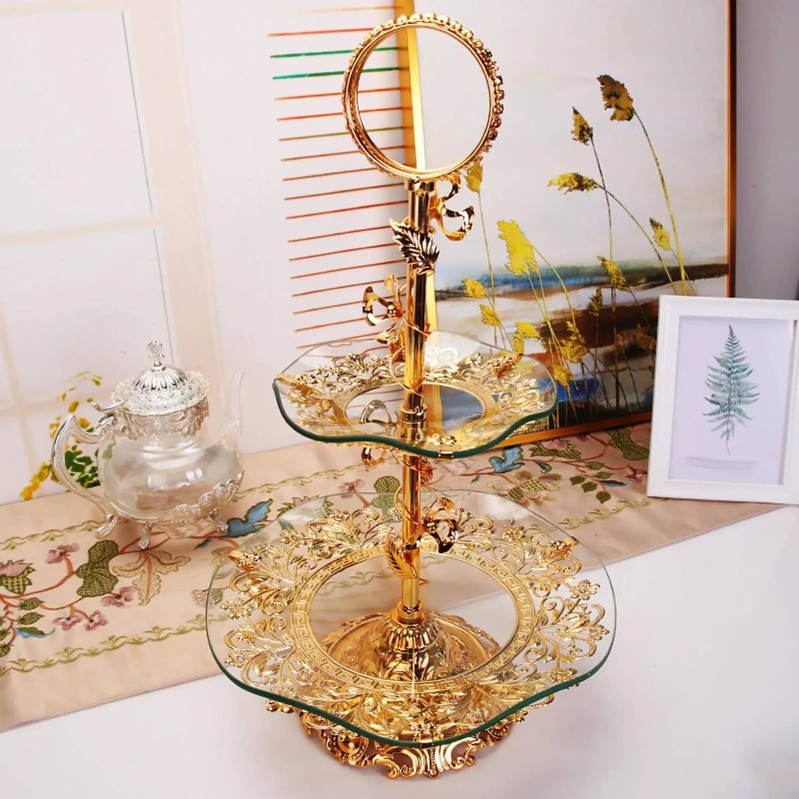 Supporto per cupcake Supporto per livelli Vassoio per frutta secca Piatto per frutta in vetro Dessert