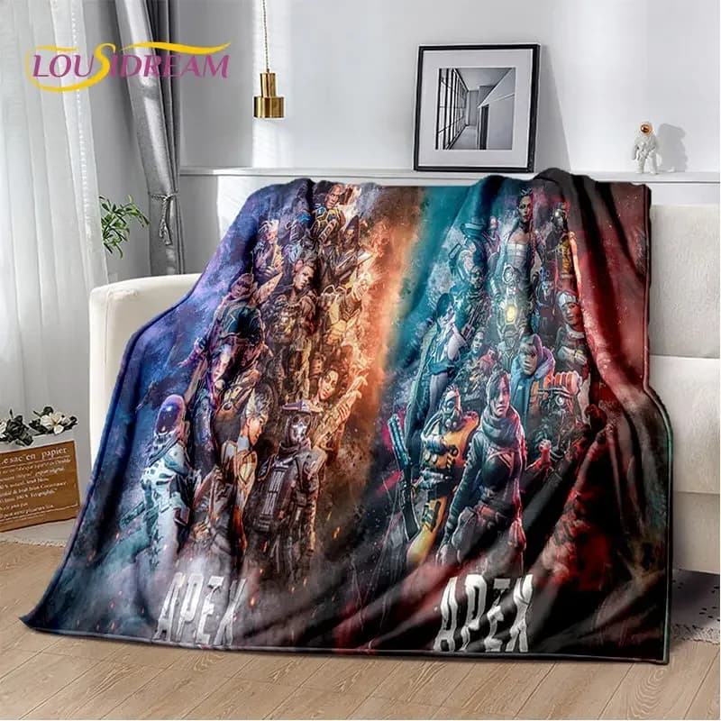Coperta in morbido peluche con personaggi del gioco A-Apex Legends, coperta in flanella per soggiorno, camera da letto, letto, divano, copertura da picnic
