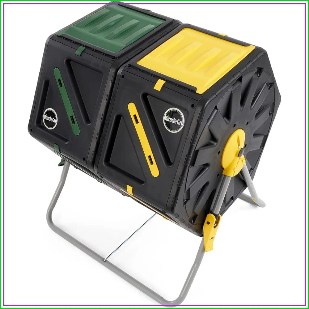 Dual Chamber Compost Tumbler – Easy-Turn, Heavy-Duty Outdoor Bin with 2 Sliding Doors (2x18.5 Gal/70L)