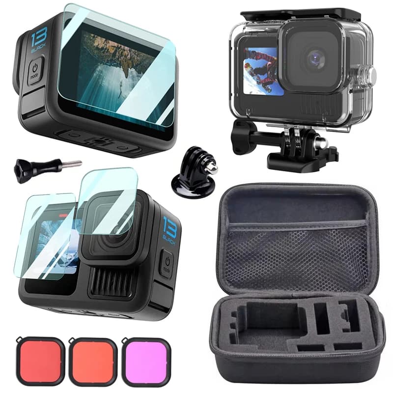 60m Underwater Waterproof Case Diving Protective Cover Housing Stroage Bag Screen Ultra-HD Tempered Glass Anti-scratch Film