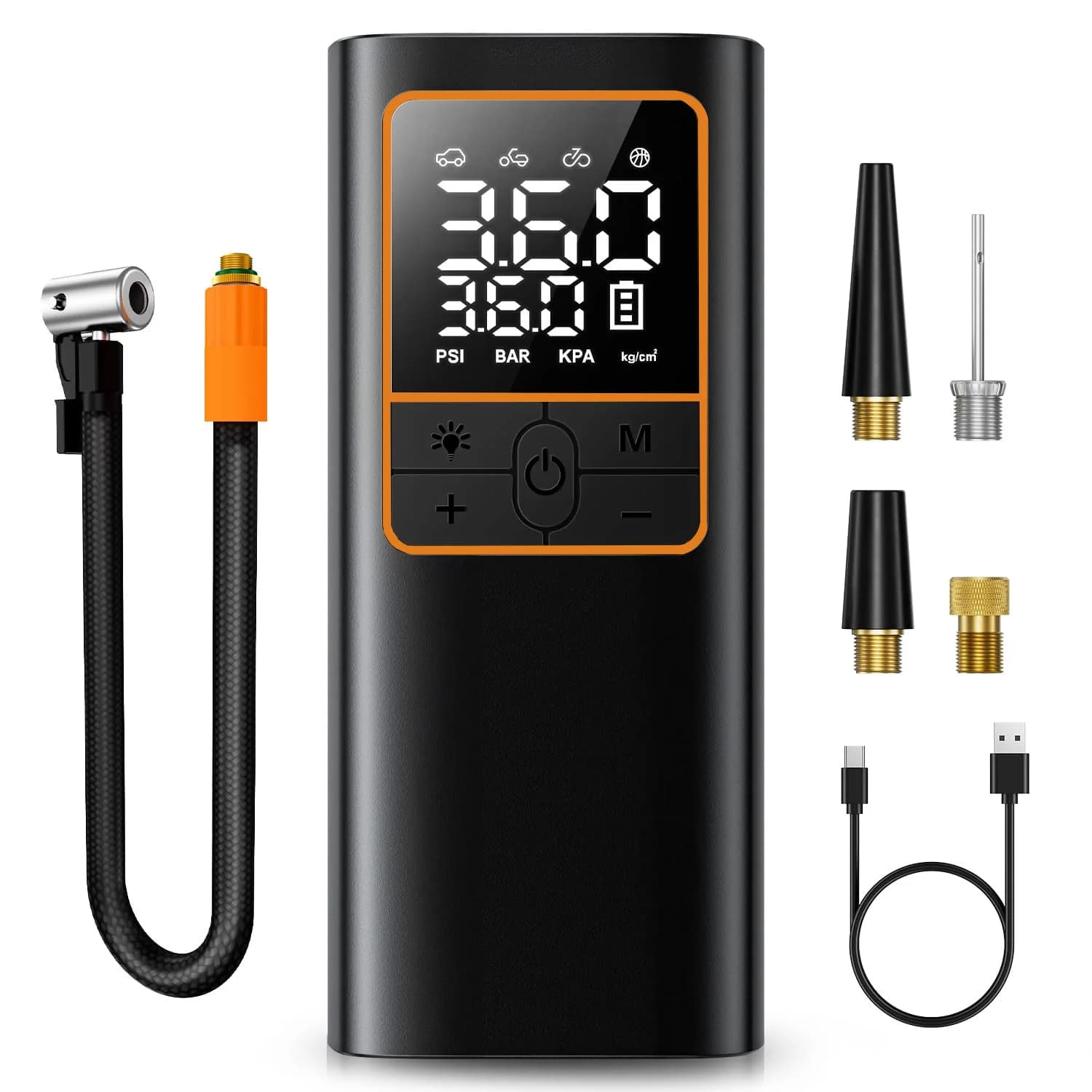 Compressore d'Aria Portatile per Gonfiaggio Pneumatici - 150PSI e 20000mAh, Pompa d'Aria Senza Fili con Manometro Digitale