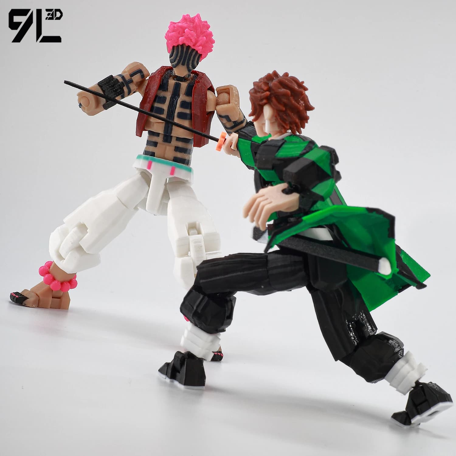 9L3D Stampato Demon Slayer AKAZA Tanjiro Kamado Lucky Dummy 13 Mobile Shapeshift Action Figures Manichino Giocattoli per i fan degli anime