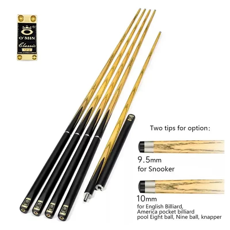 for Omin Brand Classic 3/4 Jointed Two Pieces Cue Handmade Ash Wood Snooker Cue Ebony Pool Break Snooker and Billiard Cues