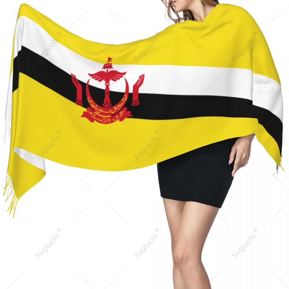 Sciarpa con bandiera del Brunei, sciarpa bruneiana, pashmina, sciarpe calde, scialle, hijab, primavera inverno, multifunzione, unisex