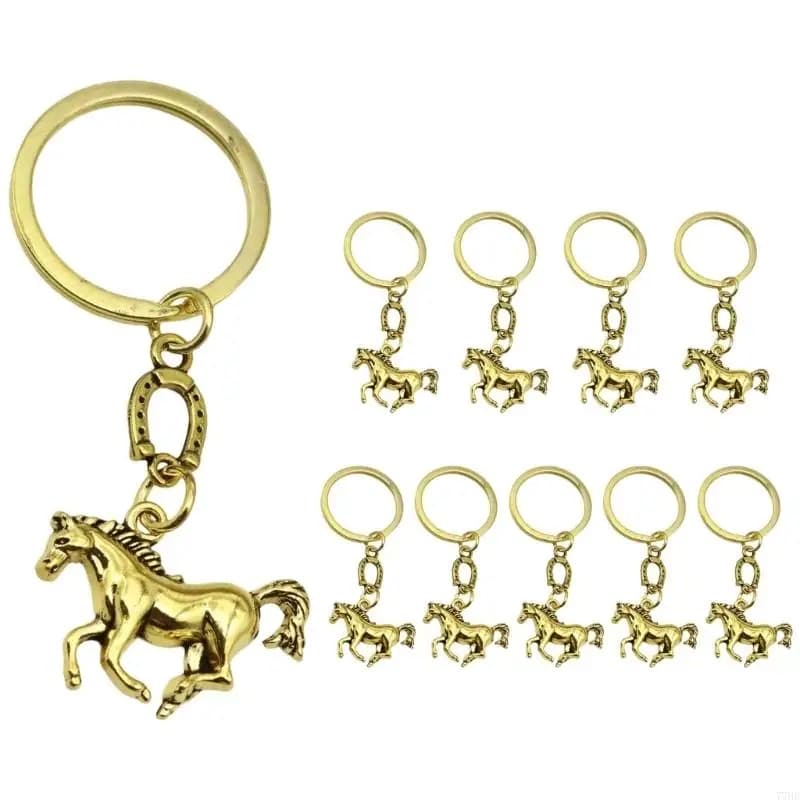 77HE Set 10 pezzi antichi a forma ferro cavallo e portachiavi a forma cavallo, borsa in metallo, accessorio da per