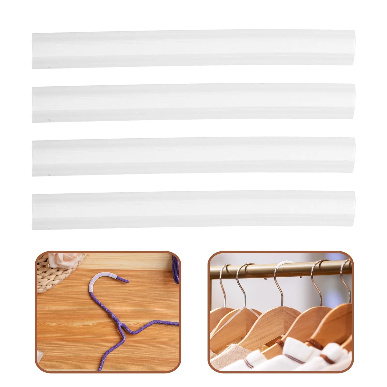 50Pcs Silicone Hanger Hook Protective Covers Clear Elastic Sleeves Nonslip Grip Tubes Clothes Hangers Wardrobe Bedroom Use