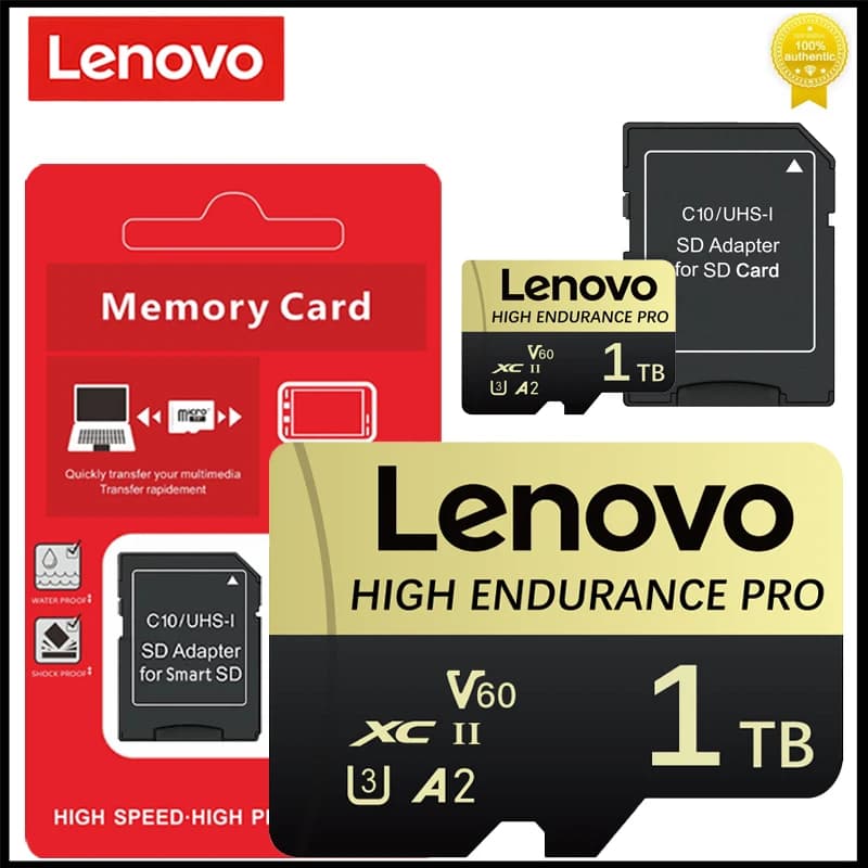 Scheda Micro SD Lenovo ad Alta Durata 1TB 512GB, Alta Velocità di Lettura e Scrittura, U3 V60 4K per Droni e Telecamere