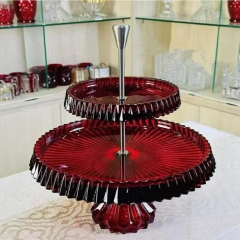 Piatto per frutta Crown, piatto in cristallo fatto a mano, piatto in cristallo per snack di frutta secca con piedino, piatto per dolci
