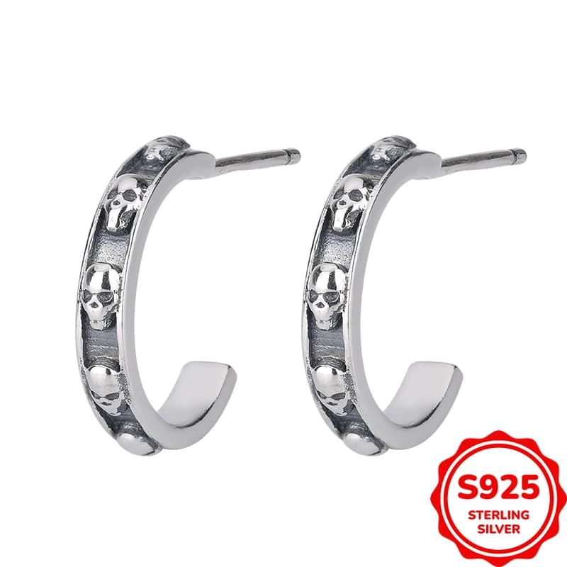 Orecchini fantastici alla moda da donna con teschio in argento S925 autentici classici e personalizzati