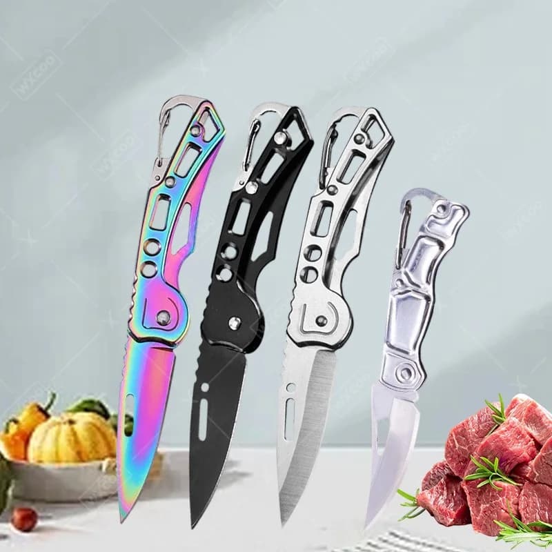 WXCOO Folding Fruit Knife Stainless Steel Kitchen Knife for Fruit Slicing Non Slip Handle Pocket Knife Kitchen Accessories