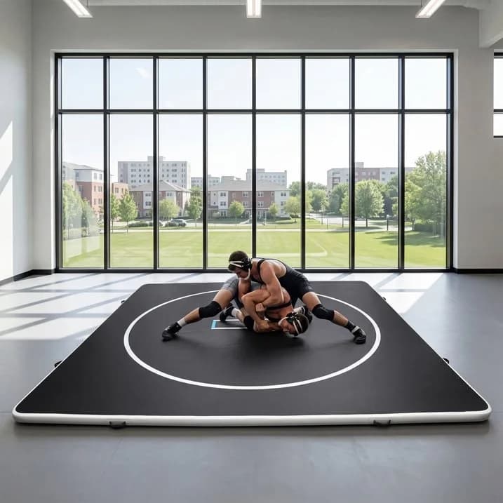 Tappetino Gonfiabile per Wrestling, Superficie Antiscivolo, con Pompa Elettrica per MMA, Jiu-Jitsu, Ginnastica, Yoga e Allenamento Domestico