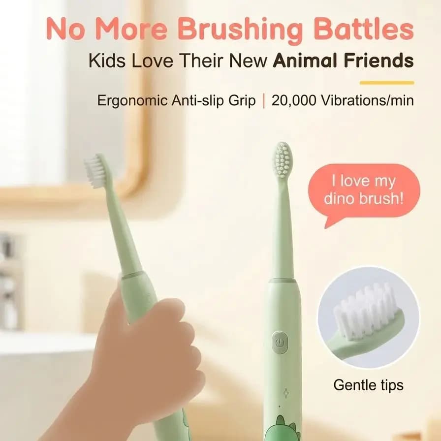 Nice children's shape Sonic electric toothbrush, makes teeth cleaning fun, rechargeable electric toothbrush for small, soft and antibacterial children
