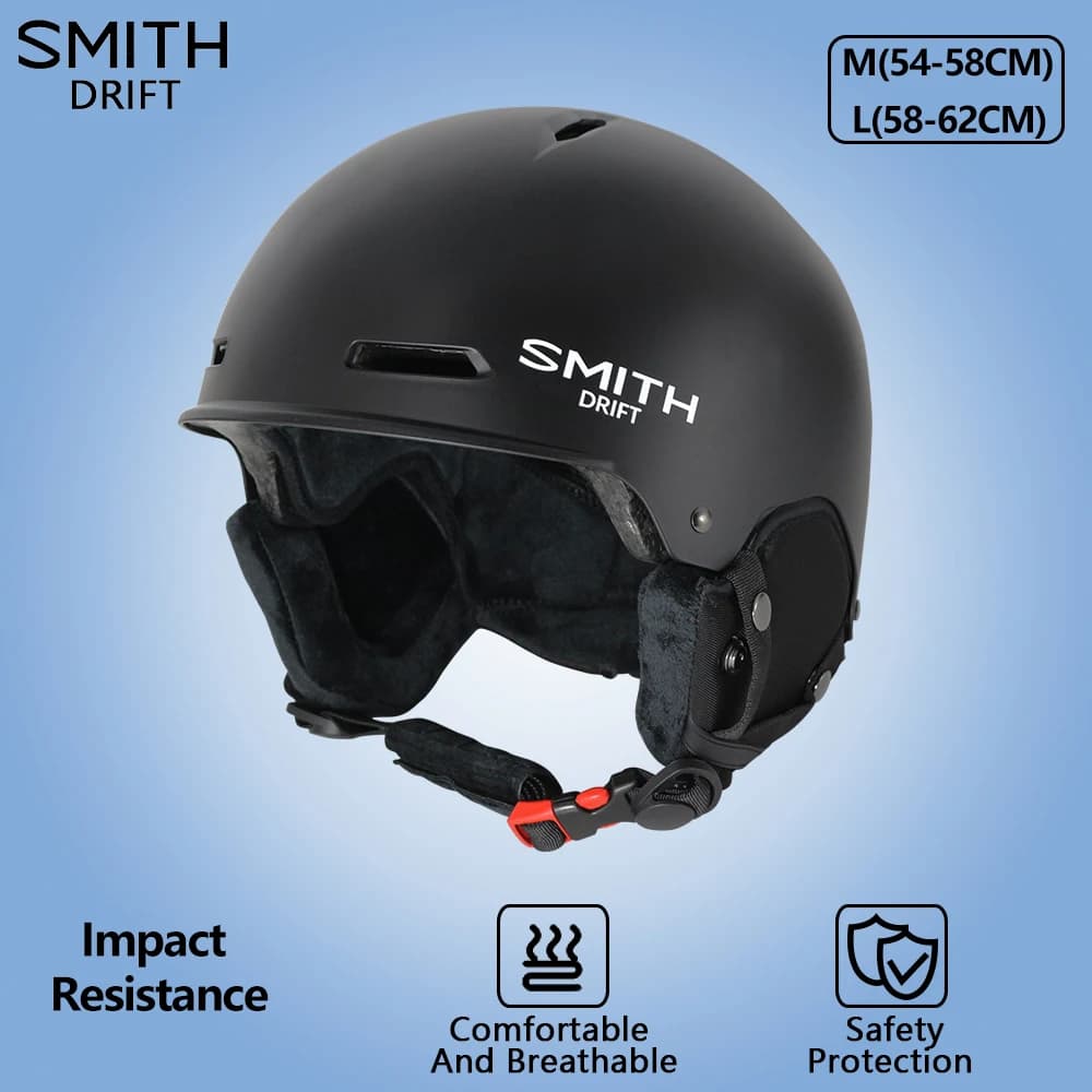 Casco da sci SMITH DRIFT, modello interamente sagomato in ABS+PC+EPS, casco da sci di alta qualità, per sport all'aperto, snowboard e skateboard.