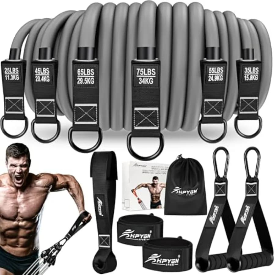 Fasce di resistenza pesante, fasce per esercizi da 420 libbre per allenarsi, fasce fitness con manici, fasce da allenamento per uomo, fasce pesi S