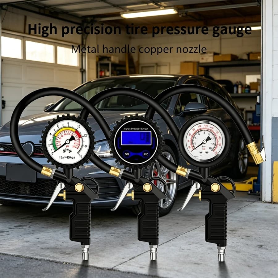 Manometro per pneumatici 220psi in offerta, monitor pressione pneumatici auto, gonfiatore con tubo flessibile per auto, camion, moto