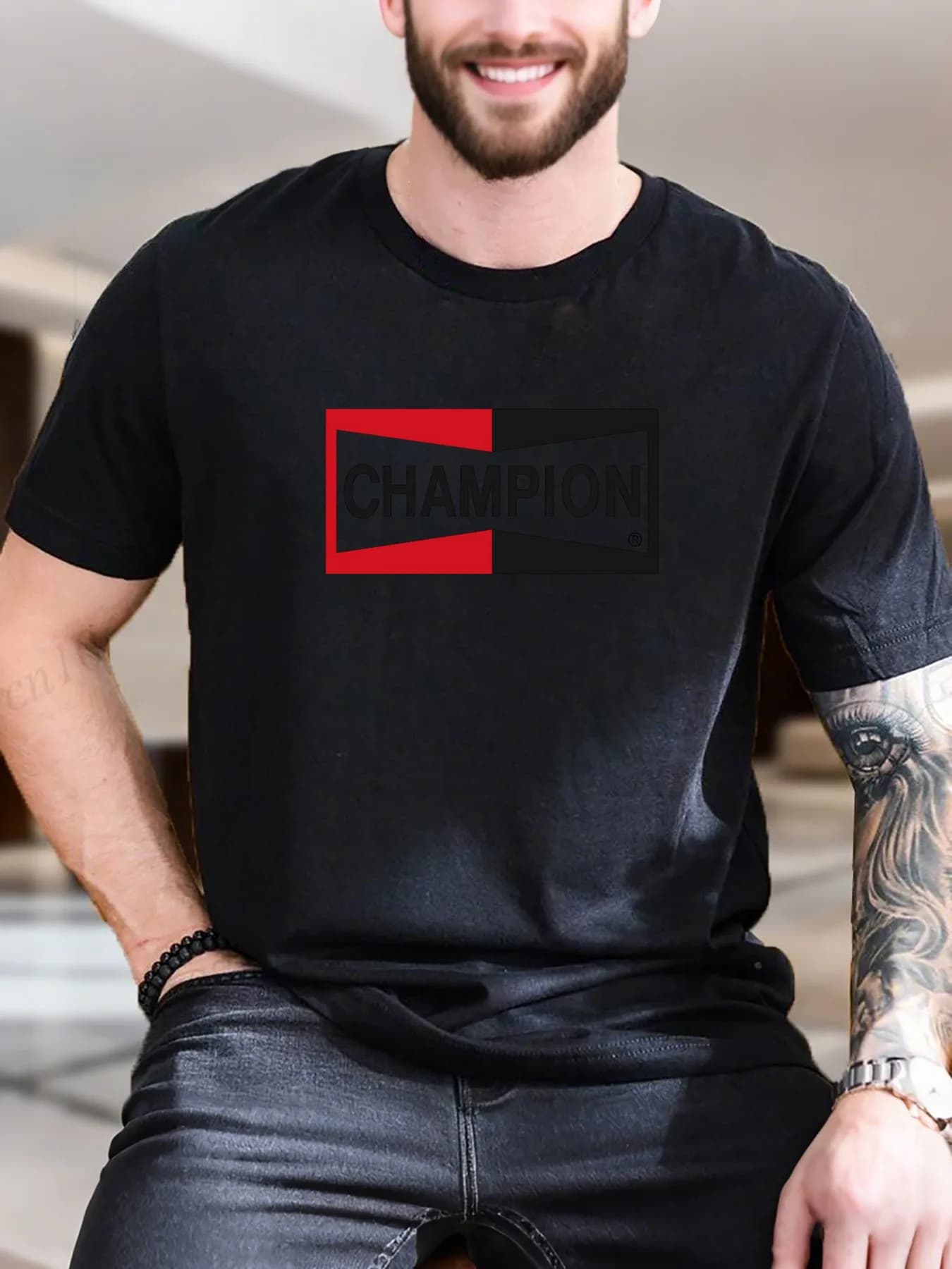 T-shirt a maniche corte stampata alla moda da uomo di nuova moda di arrivo Design logo rosso nero 100% cotone morbido traspirante Casual estate Es