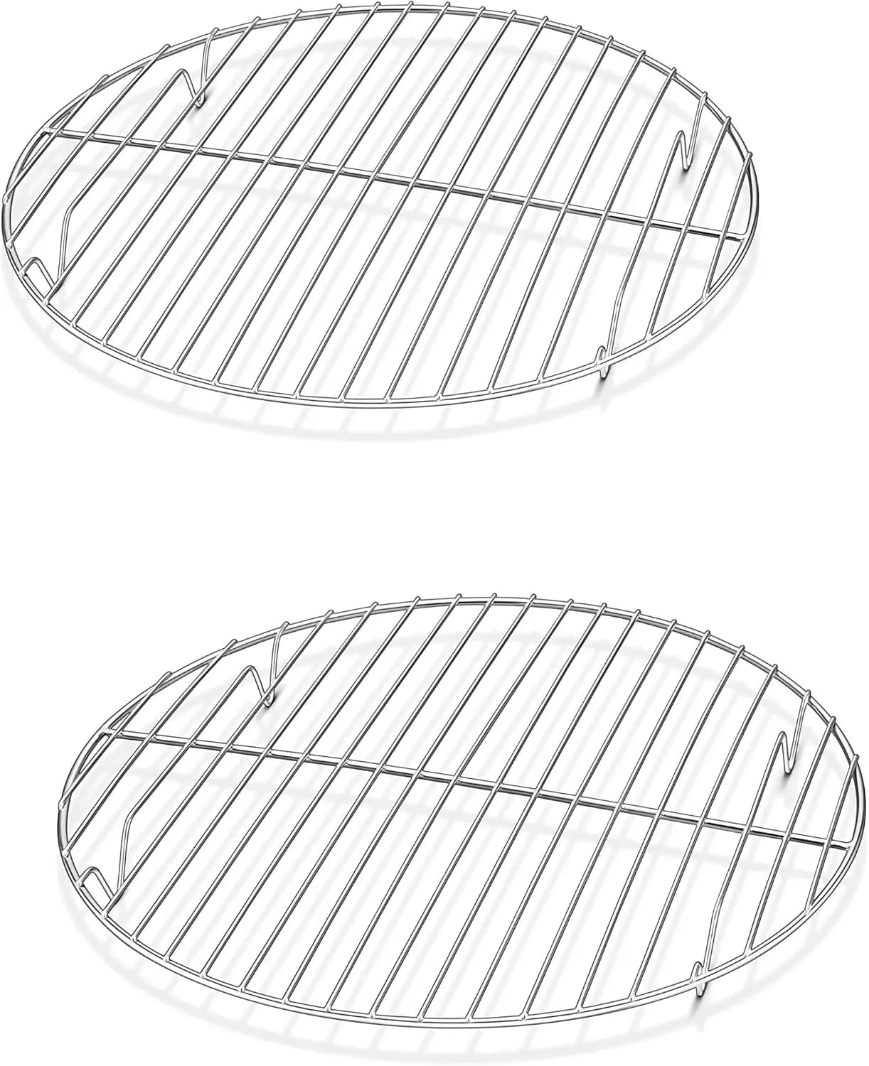Set di 2 Griglie Rotonde in Acciaio Inox da 9 Pollici per Cucinare, Cuocere al Forno, Pentole, Friggitrice ad Aria - Adatte al Forno e alla Lavastoviglie