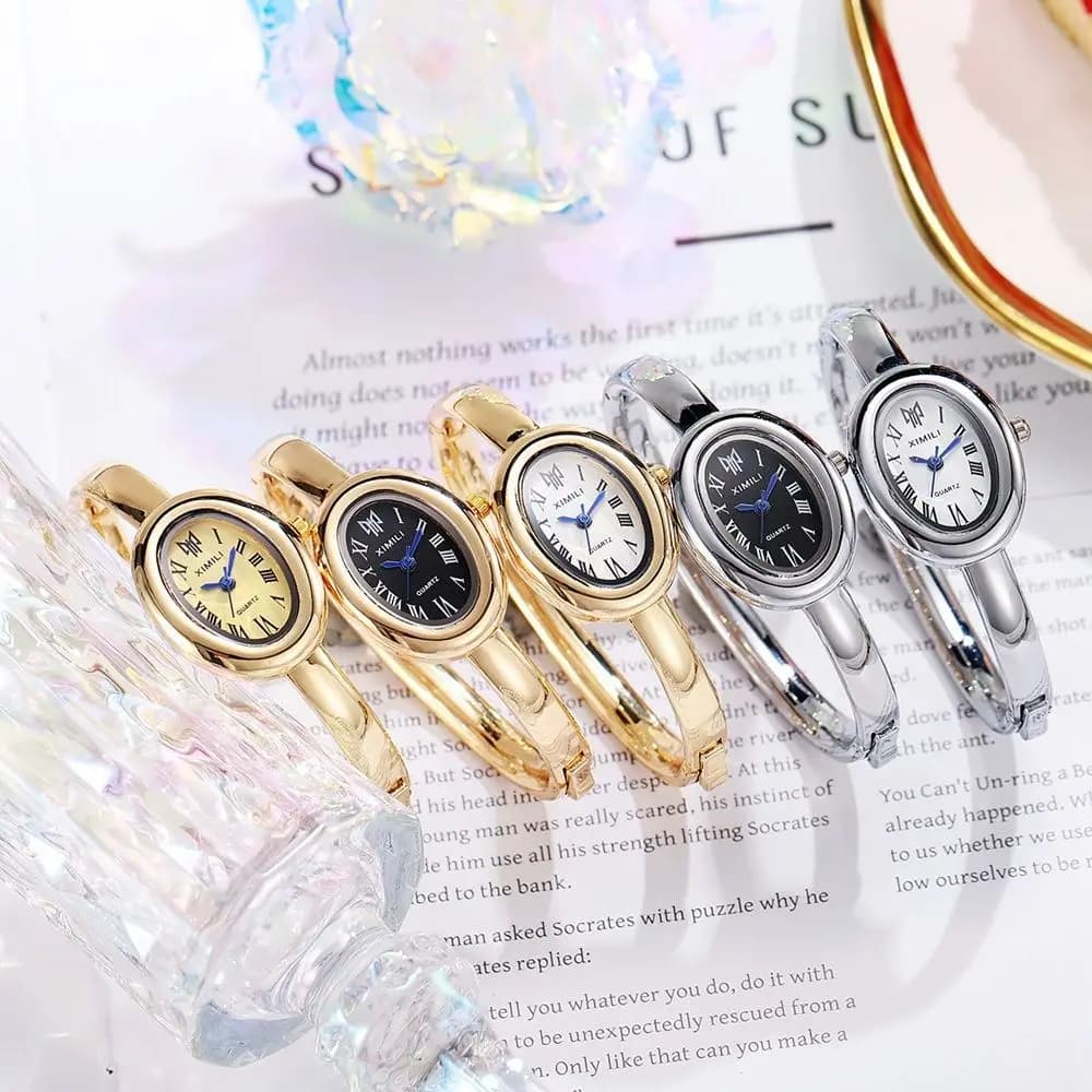 Orologio da Polso Vintage con Quadrante Ovale, Elegante Orologio di Lusso da Donna, Regalo con Design a Fibbia Nascosta