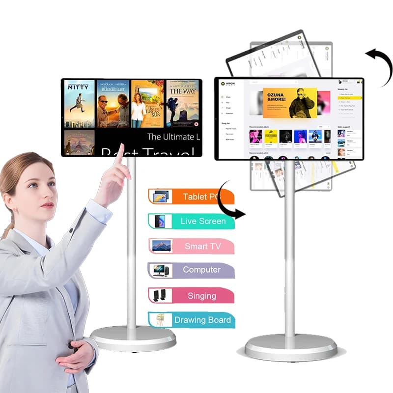 Monitor touch screen girevole per tablet intelligente portatile da 21,5 pollici con display Android a batteria per bambini e istruzioni
