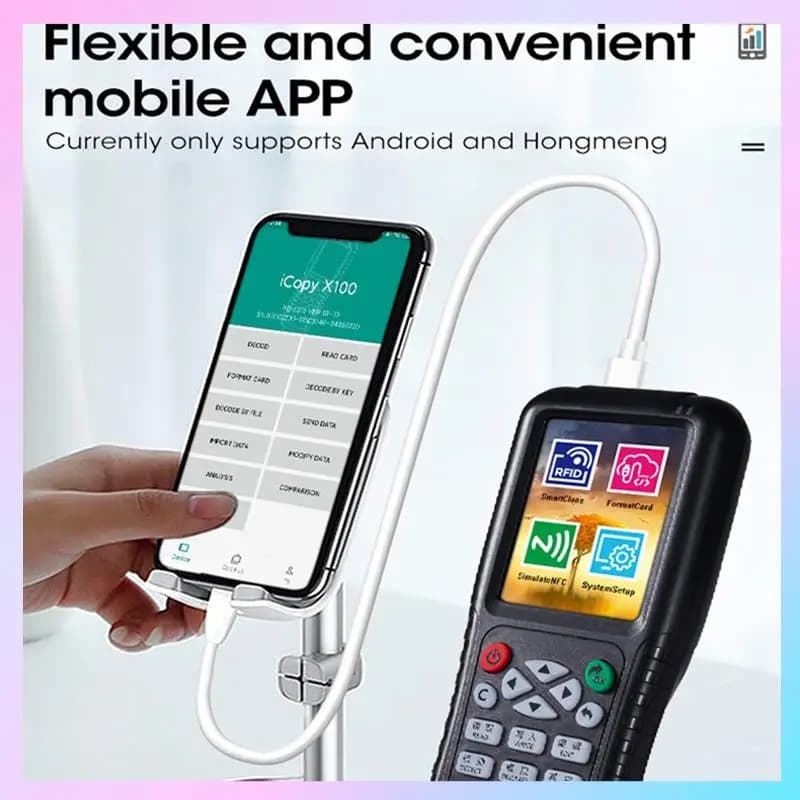 AB25-X100 RFID NFC Smart Card Reader Writer + 5XCUID Card/Keychain RFID Duplicatore ID IC Card Programmatore Copiatrice chiave crittografata