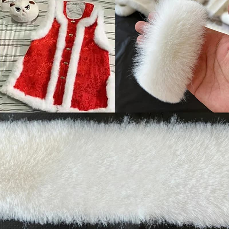 Nastro di pelliccia di coniglio finto artigianale fai-da-te strisce di capelli di coniglio artificiale bianco nastro di pelliccia di coniglio finto accessori per artigianato in Costume da cucito fai da te