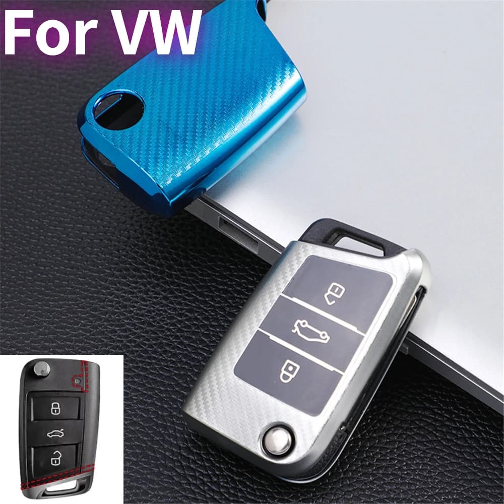 TPU Car Flip Key Case Cover Shell per VW Volkswagen Golf 7 MK7 Tiguan MK2 per Seat Ateca Leon FR 2 Ibiza Skoda Octavia Keyless