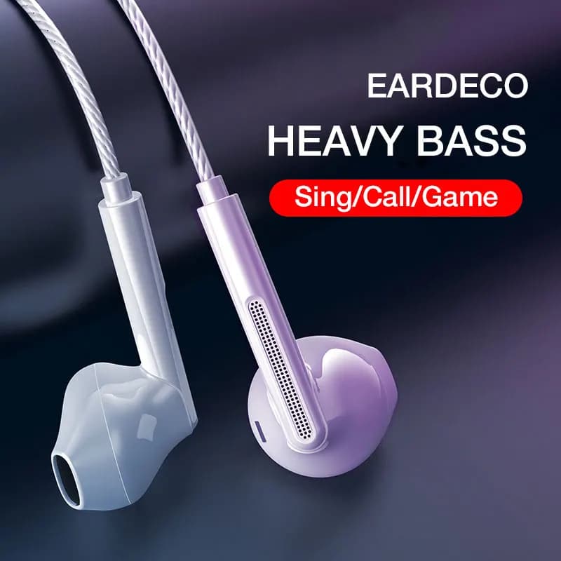 EARDECO 3.5mm/typec Wired headphones Bass Wired headphones Auxiliary playbook stereo earphones with microphone Sports headphones