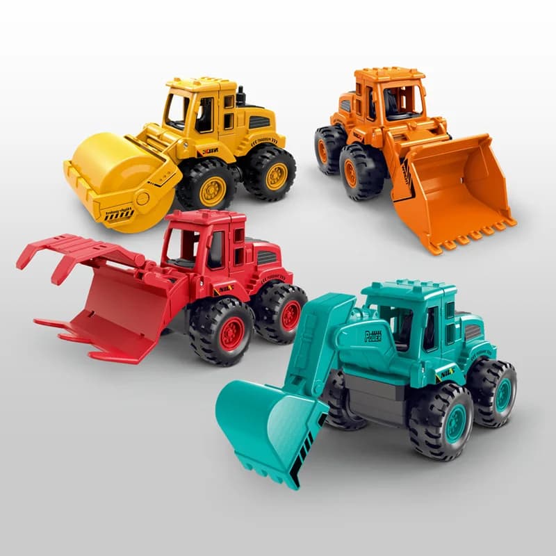 Set di 4 Giocattoli da Sabbia per Bambini con Ruota e Camion Ribaltabile, Gioco d'Acqua e Sabbia per Costruzioni in Plastica
