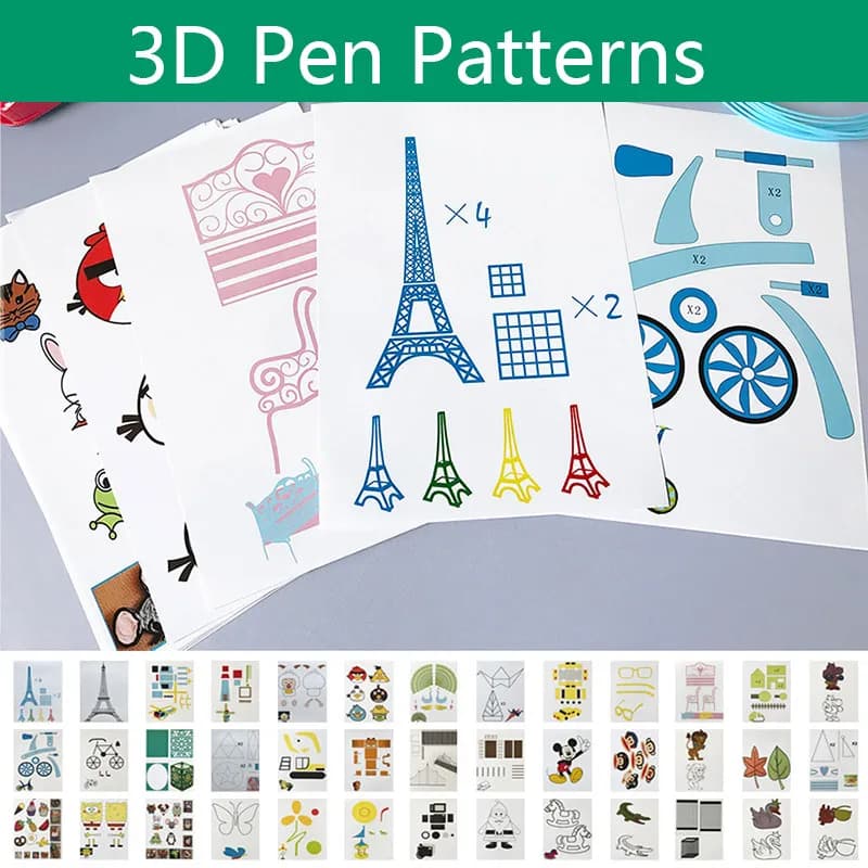 3D pen copy card model 20 random models with copy card, 10 color PLA filament, ABS, PCL 1,75 mm