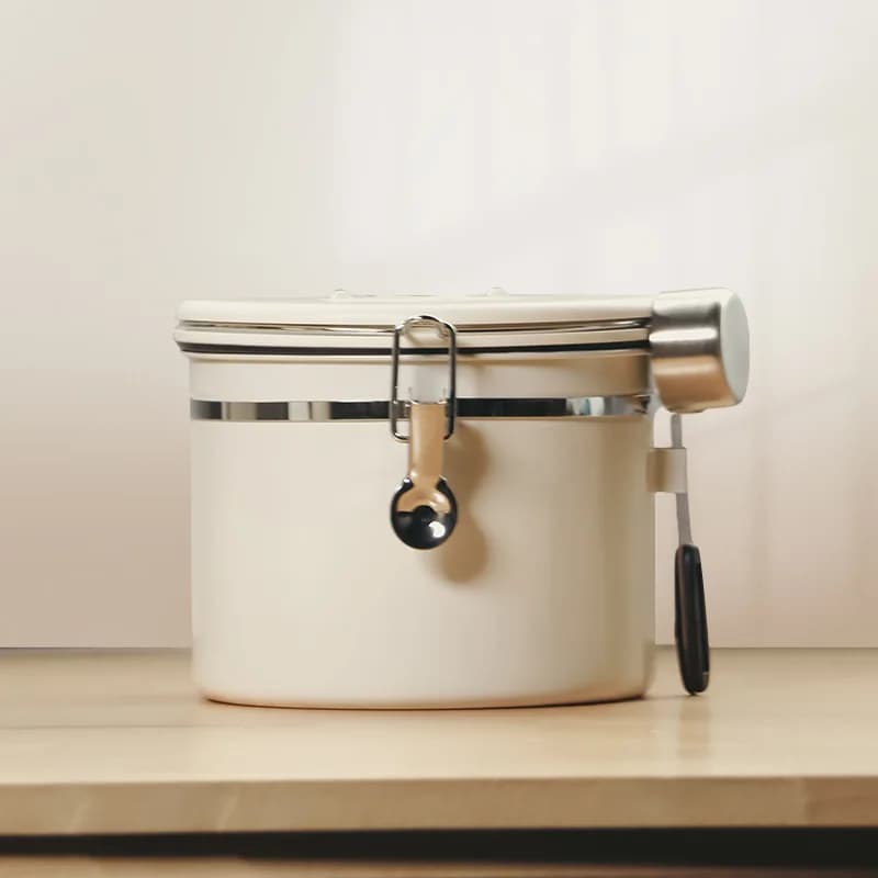 304 Stainless Steel Coffee Beans Vacuum Storage Jar with Spoon Large Capacity Airtight Container for Grains Nuts Fresh Storage