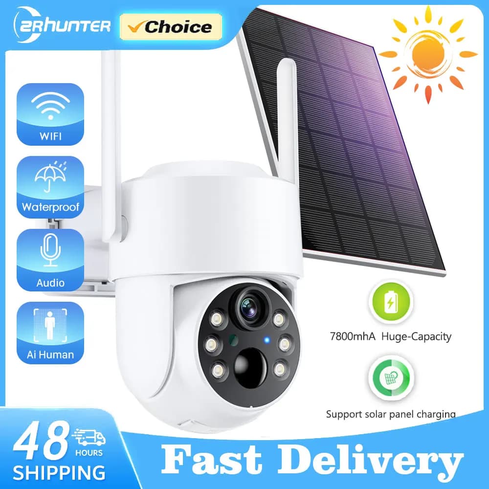 Telecamera PTZ WiFi Telecamera IP solare wireless esterna Telecamera di videosorveglianza con batteria incorporata HD da 4 MP Standby prolungato APP iCsee