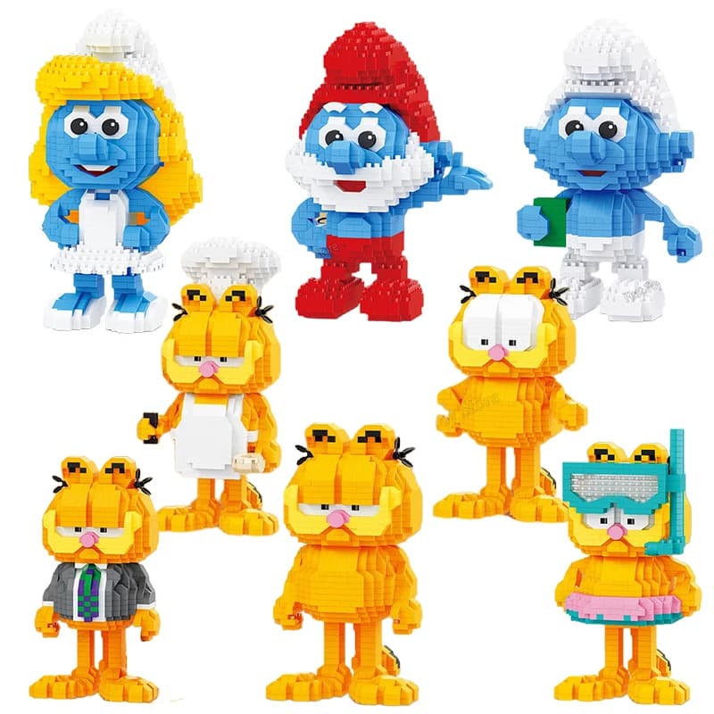Fuori stampa BALODY Garfield Mini Blocchi SpongeBob Smurfs Collezione di Figure Giocattolo da Costruzione Mattoni Fai da Te per I Bambini Presente Giocattolo Regalo