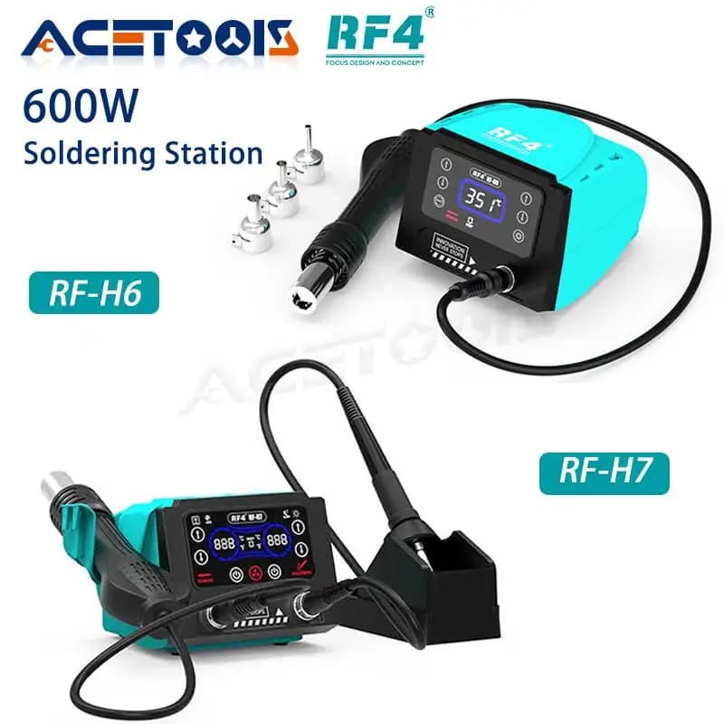 RF4 RF-H7 Stazione di saldatura a doppia stazione RF-H6 600W Pistola ad aria calda Smontaggio Stazione di saldatura Telefono cellulare BGA Scheda madre Repai