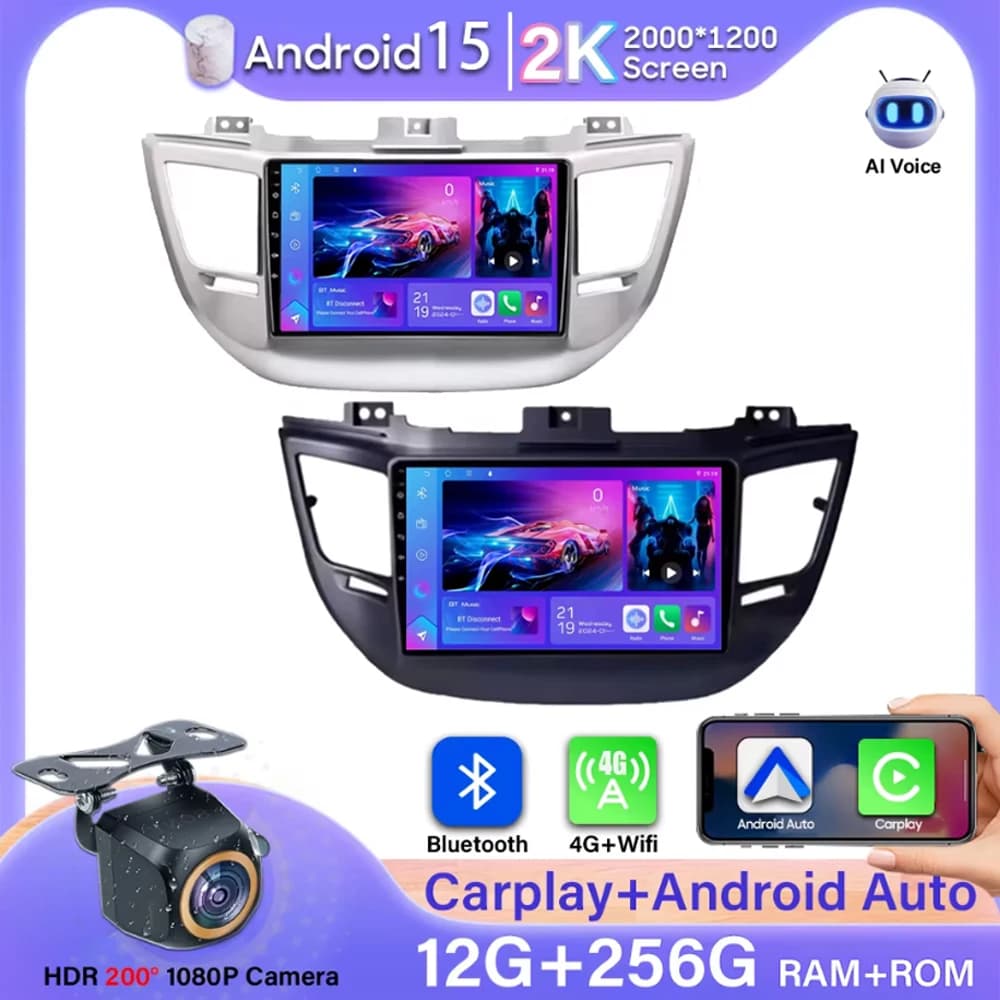 Autoradio Carplay Per Hyundai Tucson IX35 3 2015 2016 2017 2018 Navigazione GPS Android Auto Lettore Multimediale Stereo 4G No 2din
