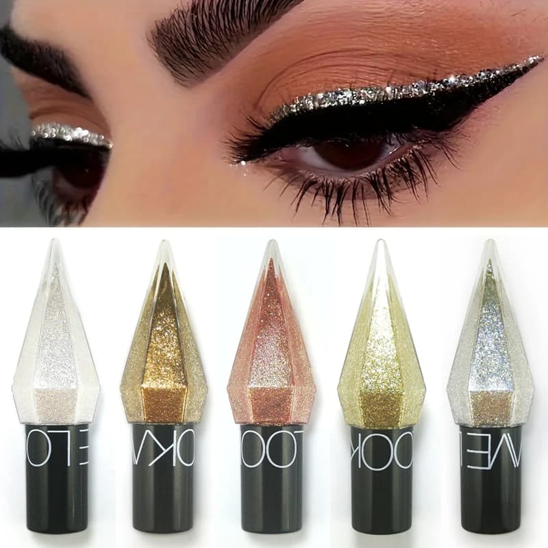 Liquid eye shadow highlighter for diamond eyes spark flash shadow glittering liquid eye makeup tool silk kiss