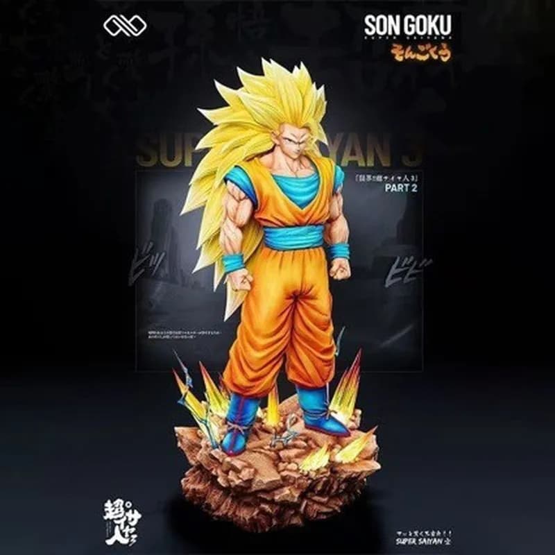 Nuova Action Figure Dragon Ball Z Son Goku SSJ3 2.0 da 35cm con Base LED, Super Saiyan 3 Goku, Modellino da Collezione in PVC, Giocattoli e Regali